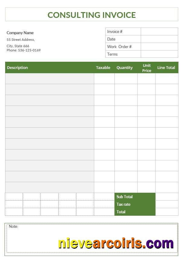 Blank Consulting Invoice